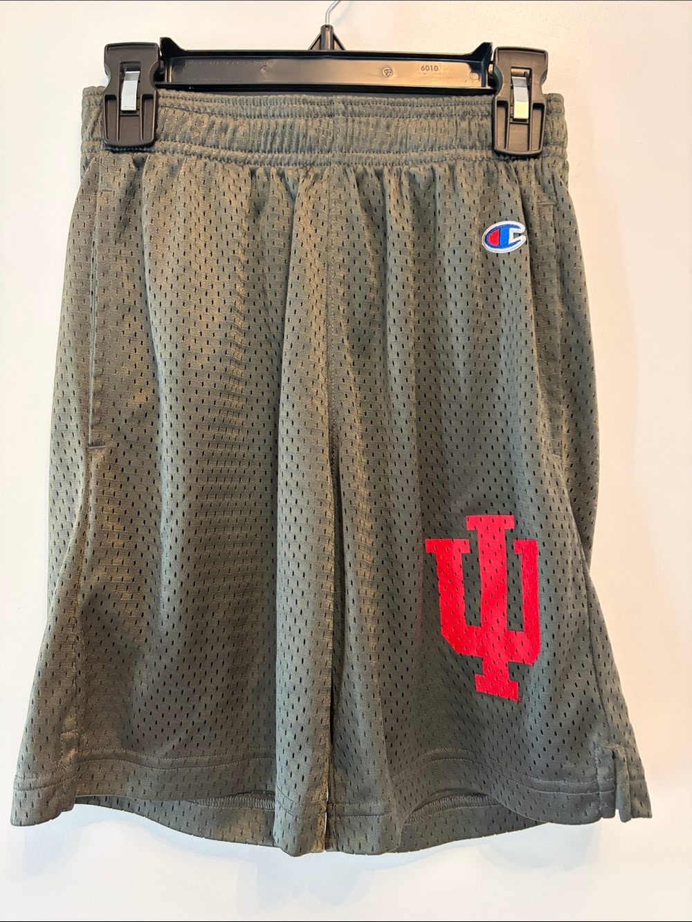 Champion Gray Mesh Shorts with Red IU Logo